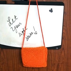 Vintage Gobi Corp tangerine crocheted shoulder bag